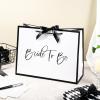 Loveinside 13" Large Bridal Shower Gift Bag, White & Black Bride To Be Elegant Script Design Gift Bag with Bow Ribbon for Girls, Bachelorette Party, Engagement, Wedding, 13" x 5" x 10", 1 Pcs view 3