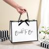 Loveinside 13" Large Bridal Shower Gift Bag, White & Black Bride To Be Elegant Script Design Gift Bag with Bow Ribbon for Girls, Bachelorette Party, Engagement, Wedding, 13" x 5" x 10", 1 Pcs view 4