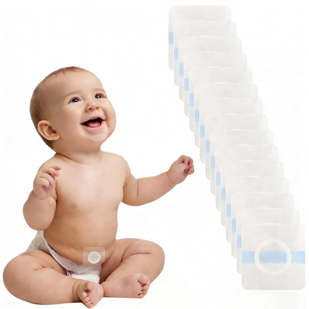 35Pcs Baby Belly Navel Patches Belly Button Patch Umbilica Hernia Belt Baby, Hernia Patch for Infants, Correction Button Wrap Shaper 88cm with Water-Resistant Cotton Pads