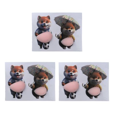 3D Shiba Inu Dog Belly Sticker 3 Sheet 6pcs Super Soft Silicone Anti-Collision Sticker for Home Aesthetics,Cute Puppy Wearing Orange Outfit with Pink Belly Decals Gift (Style B)