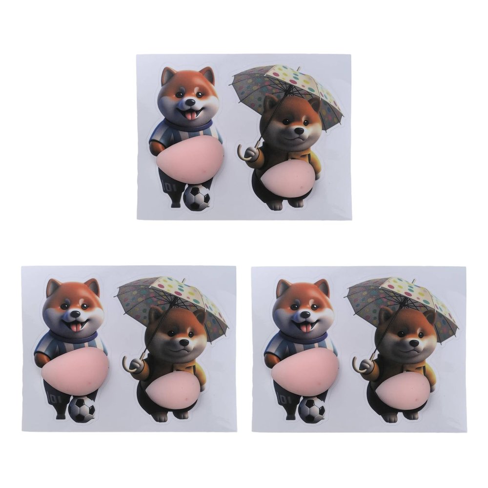 3D Shiba Inu Dog Belly Sticker 3 Sheet 6pcs Super Soft Silicone Anti-Collision Sticker for Home Aesthetics,Cute Puppy Wearing Orange Outfit with Pink Belly Decals Gift (Style B)