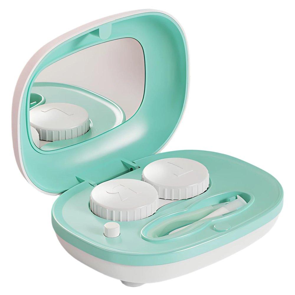 Deskium Green Contact Lens Washer, Ultrasonic Cleaner With Usb Rechargeable, Mirror, Tweezers, Portable Kit, Removes Protein Deposits