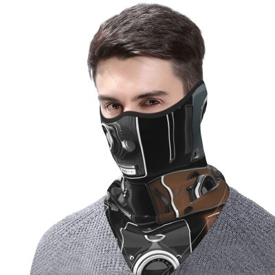 FHEDVBN Retro Cool Camera Collection Ski Mask UPF 50+ Balaclava - Windproof Face Cover for Men Women Cooling Summer Half Face Mask Scarf Sun UV Protection Neck Gaiter for Outdoor Activities