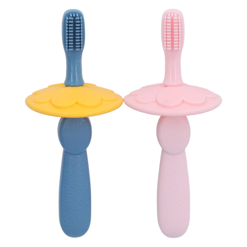 Baby Silicone Toothbrush Ultra Soft Safe Detachable Design Infant Training Toothbrush for Babies Toddlers 2Pcs Food Grade Silicone