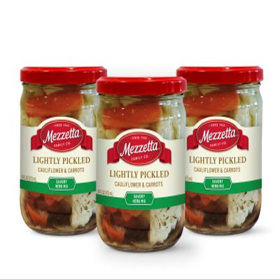 Mezzetta Pickled Vegetables Cauliflower and Carrots Brined with Savory Herbs Vegan Crunchy Snacks No Artificial Colors or Flavors Non-GMO Certified On-the-Go Bites 16 Oz Jar Pack of 3