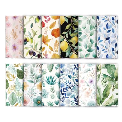FREEBLOSS 24pcs Glasses Cleaning Cloth Microfiber Cleaning Cloth for Glasses Eyeglasses Reusable Thick Cleaner Cloths Soft Wipes for Camera Lens Phone Screens, 6.3x6.3" Leaves Pattern
