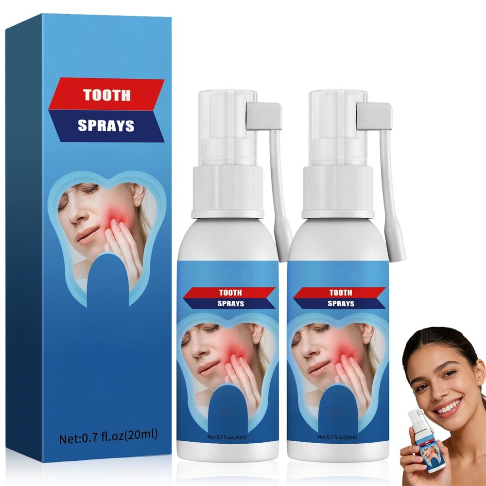 2Pack Tooth Relief for Adults Spray - Soothes Gum Fast, Improves Dryness, Portable Oral Care for Adults, Freshens Breath, Mint & Chamomile Formula