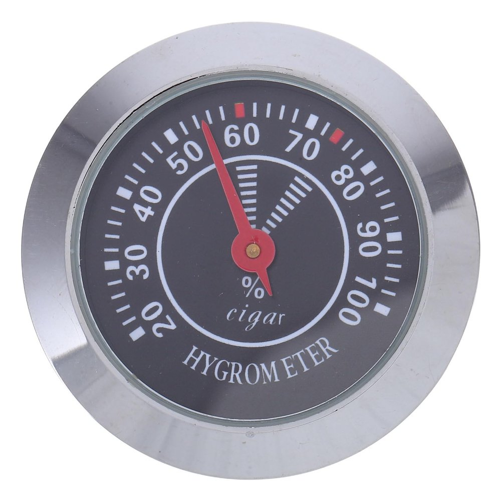 Anneome Cigar Hygrometer for Humidor 38mm Mechanical Round Analog Humidity Gauge Black for Cigar Box Accessory Household Use