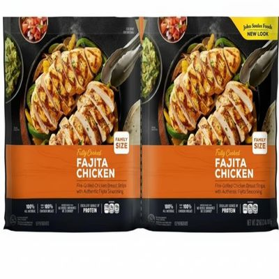 Chicken Breast Fajitas Strips, Seasoned and sliced fajita meat, Made with fresh, tender chicken breast strips, 18 grams of protein per serving, (32 oz., 2 pk. 2 pound)