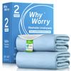 WhyWorry Washable Bed Pads for Adult Incontinence, 34" x 36" (Pack of 2) Washable Pee Pads for Bed Wetting, Heavy Absorbency Reusable Underpads for Elderly & Kids, Waterproof Mattress Protector, Blue view 1