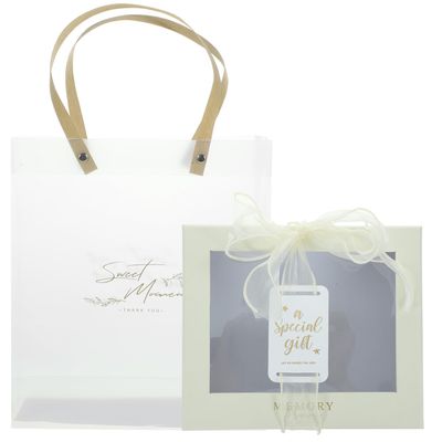 DOITOOL Valentines Day Box Set with Tote Bag Ivory Paper Packaging Box with Ribbon and Card for Wedding Party Wrapping Supplies