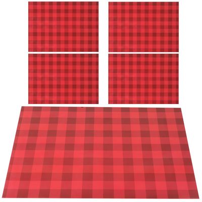 Healvian 5pcs Burgundy and Dark Checkered Wrapping Paper Sheets for Christmas Holiday Wrap, Decorative Tissue for Birthday, Wedding, Valentines Day, 50x70cm