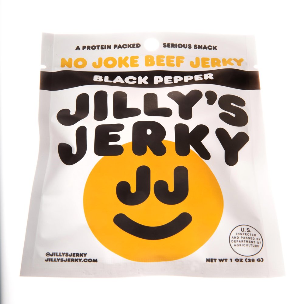 Jilly's Jerky Black Pepper (6 Pack) Hand Crafted Small Batch Artisan High Protein Clean Ingredients Meat Snack School Lunch Box On The Go!