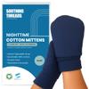 SoothingThreads 100% Organic Cotton Eczema Mittens for Adults Anti-Scratch Nighttime Sleeping Gloves with Secure Adjustable Strap, Reusable & Washable 1 Pair, S/M/L (Navy, Small) view 1