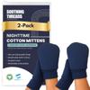 SoothingThreads 100% Organic Cotton Eczema Mittens for Adults Anti-Scratch Nighttime Sleeping Gloves with Secure Adjustable Strap, Reusable & Washable 2 Pairs, S/M/L (Navy, Medium) view 1