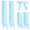 100 Pcs 2.6" Pre-Tied Blue Satin Ribbon Bows Twist Tie All-in-One Party Decor Kit Premade Bows for Gift Wrapping, Treat Bags & Tying The Knot Celebrations,Light Blue view 1