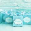 100 Pcs 2.6" Pre-Tied Blue Satin Ribbon Bows Twist Tie All-in-One Party Decor Kit Premade Bows for Gift Wrapping, Treat Bags & Tying The Knot Celebrations,Light Blue view 4
