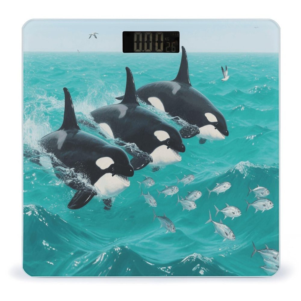Underwater Whale Weight Scale Cute Bathroom Scale for Body Highly Accurate Digital Weighing Machine for People Compact LCD Display Scales with Sturdy Toughened Glass Scales