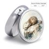 Stone on The Otter's Rest Pill Box Round Weekly Pills Organizer with Mirror 3 Compartments Portable Travel Pills Container Cute Pill Case for Fish Oil Supplements view 2