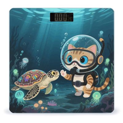 Cat Water Weight Scale Cute Bathroom Scale for Body Highly Accurate Digital Weighing Machine for People Compact LCD Display Scales with Sturdy Toughened Glass Scales