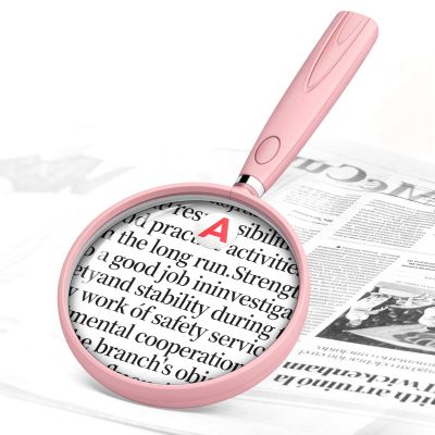 10X 30X Magnifying Glass for Reading, Handheld Magnifier for Reading, 90mm Magnifying Glass Scratch Resistant Lens, Soft Handle for Close Work Book Newspaper Nature Exploration (Pink)