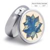 Star Edge Blue Leaf Pill Box Round Weekly Pills Organizer with Mirror 3 Compartments Portable Travel Pills Container Cute Pill Case for Fish Oil Supplements view 2