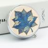 Star Edge Blue Leaf Pill Box Round Weekly Pills Organizer with Mirror 3 Compartments Portable Travel Pills Container Cute Pill Case for Fish Oil Supplements view 4