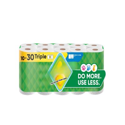 10 Triple Rolls Paper Towels, 2X More Absorbent, Quick Pickup, Durable Diamond Texture, White Bulk Paper Towels for Kitchen Bathroom Household Cleaning, 30 Regular Rolls Equivalent