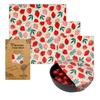 Reusable Beeswax Wraps For Food SML 3 Pack Bee's Wrap for Bowl Covers and Food Storage, Reusable Cling Wrap (Strawberry) view 1