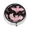 Pink Bat and Floral Pill Box Portable Round 3 Compartment Pill Case Hold Vitamins view 1