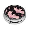Pink Bat and Floral Pill Box Portable Round 3 Compartment Pill Case Hold Vitamins view 2