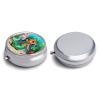 Scales Green Mermaid Pill Box Round Weekly Pills Organizer with Mirror 3 Compartments Portable Travel Pills Container Cute Pill Case for Fish Oil Supplements view 3