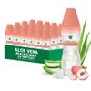 Aloe vera juice (Peach flavored) with bigger chunky pure aloe pulp, 24-Bottle Carton Pack, Plant based juice great for hydration and contains large aloe pulp. It is healthy for adults and kids view 1