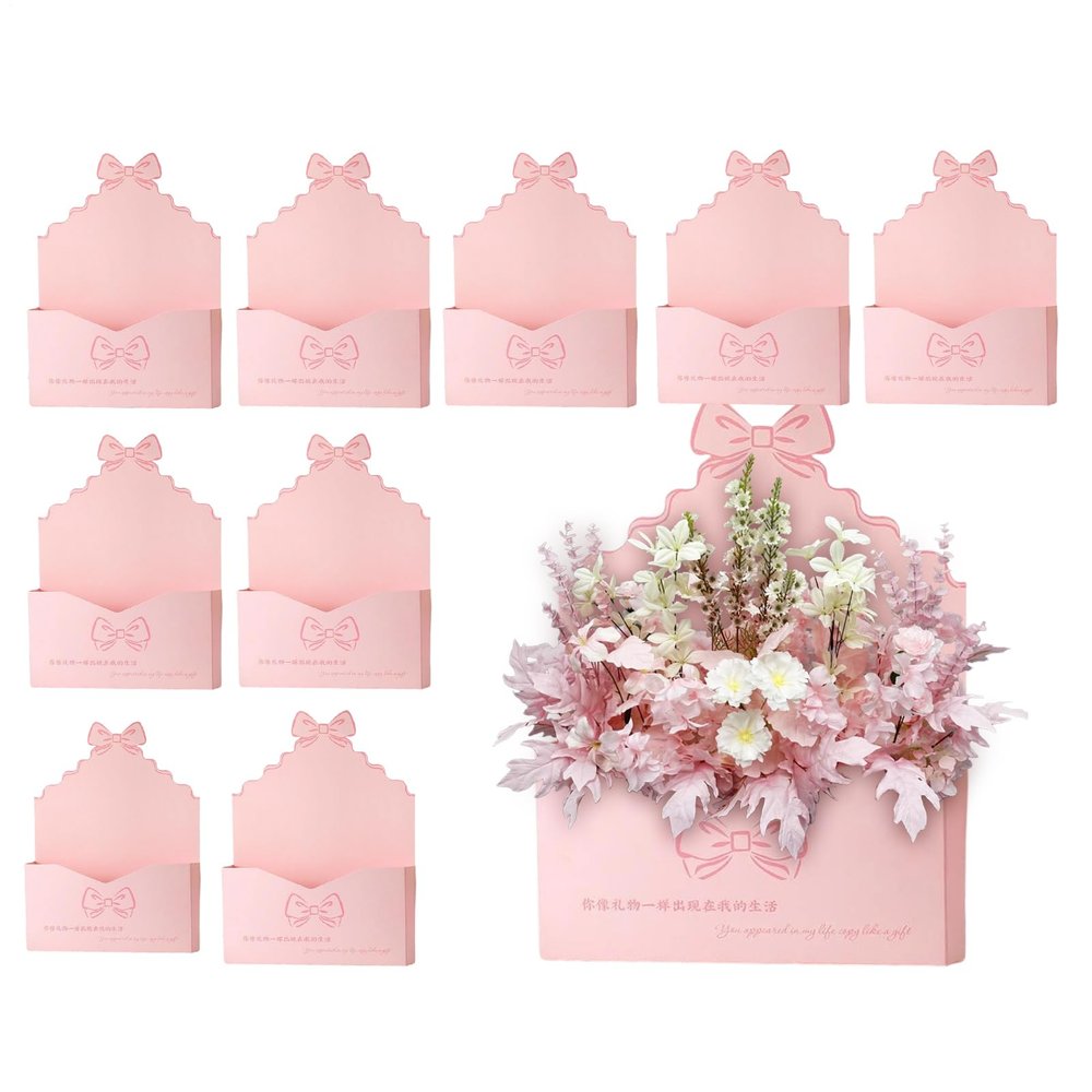 10pack Valentine Envelope Boxes, 10Pcs Valentine's Day Floral Envelope Boxes | Flower Bags For Kids Family Wife Mother Sister Daughter Holiday Blessings New Year Party