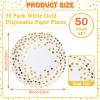 qonimi White and Gold Party Supplies, 50 Pack Gold Dot Paper Plates 9 Inches Disposable Dessert Paper Plates Party Supplies for Birthday Graduation Wedding Baby Shower Christmas view 2