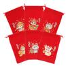 SAFIGLE 6pcs 2025 New Year Red Drawstring Candy Bags Chinese Festive Treat Pouches for Lunar New Year Party Favor Wrapping Supplies view 1