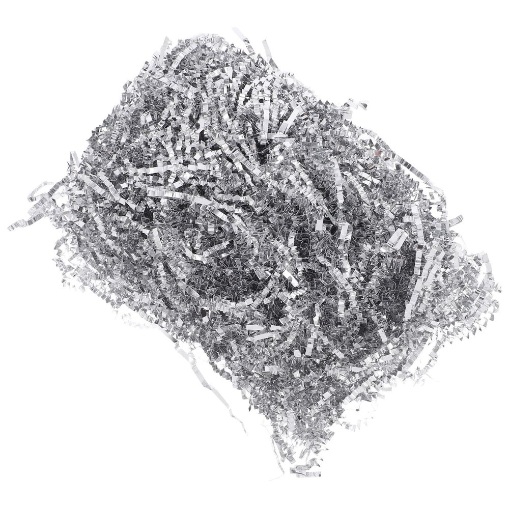 DOITOOL Raffia Crinkle Cut Shredded Paper Filler 100g Double-Sided Silver Tissue Paper for Box Stuffing and Wedding Bouquet Packaging