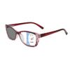 LuxGo Progressive Multifocal Reading Glasses, Photochromic Gray Sunglasses, Unisex, Round Full-Rim(Red,+0.00/+1.75 Magnification) view 1