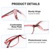 LuxGo Progressive Multifocal Reading Glasses, Photochromic Gray Sunglasses, Unisex, Round Full-Rim(Red,+0.00/+1.75 Magnification) view 2