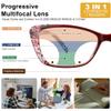 LuxGo Progressive Multifocal Reading Glasses, Photochromic Gray Sunglasses, Unisex, Round Full-Rim(Red,+0.00/+1.75 Magnification) view 4