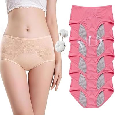 Fluxe Women's Incontinence Underwear Leak-Proof, Washable & Reusable, 5-Pack (Khaki, Large)