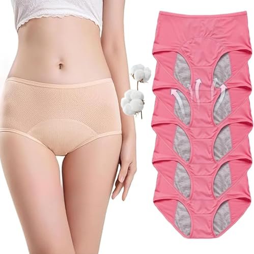Fluxe Women's Incontinence Underwear Leak-Proof, Washable & Reusable, 5-Pack (Khaki, Large)
