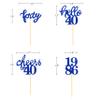 24 Pcs Glitter 40th Birthday Cupcake Toppers for Forty Years Old Birthday Party Decorations (Blue2) view 2