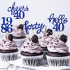 24 Pcs Glitter 40th Birthday Cupcake Toppers for Forty Years Old Birthday Party Decorations (Blue2) view 3