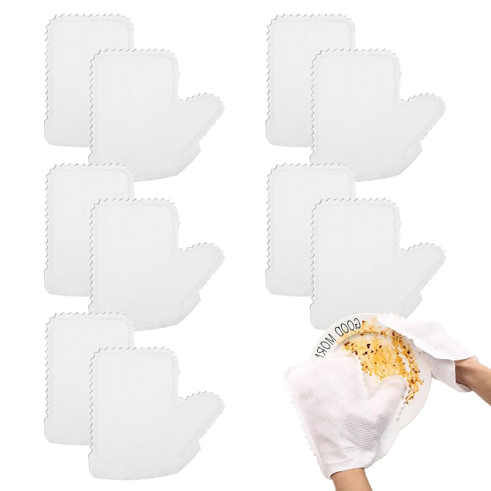 Coloday Multi-purpose Washable Dusting Gloves, 2026 Dual-Sided Pet Hair Cleaning Gloves Reusable Wet Dry Kitchen Mitt (10, White)