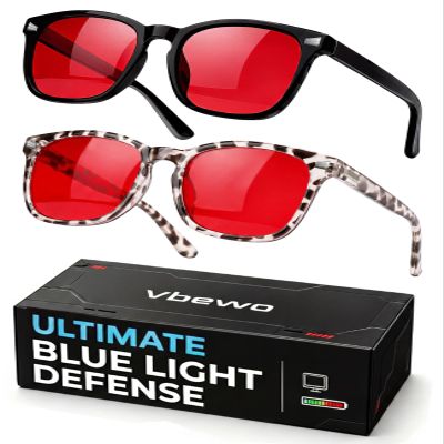 Vbewo 2 Packs Professional Sleep Glasses with 99.9% Blue Light Blocking