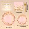 100 Pcs Pink and Gold Paper Plates and Napkins Party Supplies,Serves 25 Guests Pink Gold Plates and Napkins,Disposable Paper Tableware Set for Birthday Wedding Bridal Shower Baby Shower Decorations view 2