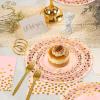100 Pcs Pink and Gold Paper Plates and Napkins Party Supplies,Serves 25 Guests Pink Gold Plates and Napkins,Disposable Paper Tableware Set for Birthday Wedding Bridal Shower Baby Shower Decorations view 4