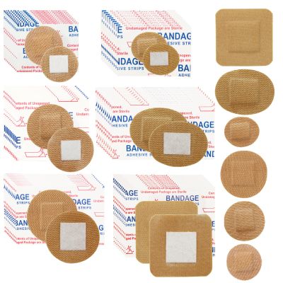 120PCS Breathable Stretch Fabric Adhesive Bandages Variety Pack 6 Sizes Round Oval Square Small Area Coverage for Face Finger Nose Toe Minor Cuts Scrapes