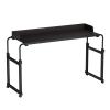 newuzis Adjustable Height Overbed Table with Wheels, Rolling Over-The-Bed Laptop Desk with Raised Baffle, Over Bed Desk Workstation Table for Home Office Bedroom Hospital Matte Black view 1
